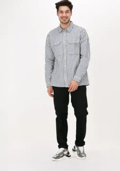 donkerblauwe scotch & soda casual overhemd indigo striped 2-pocket regula