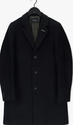 donkerblauwe scotch & soda mantel 163276 - single breasted wool-