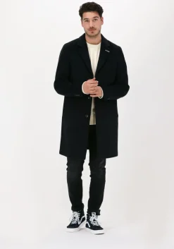 donkerblauwe scotch & soda mantel 163276 - single breasted wool-