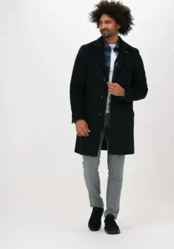 donkerblauwe scotch & soda mantel 163276 - single breasted wool-