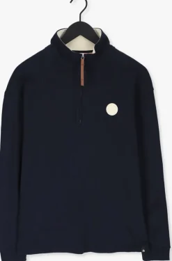donkerblauwe scotch & soda sweater half-zip track top with faux l