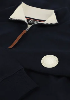 donkerblauwe scotch & soda sweater half-zip track top with faux l