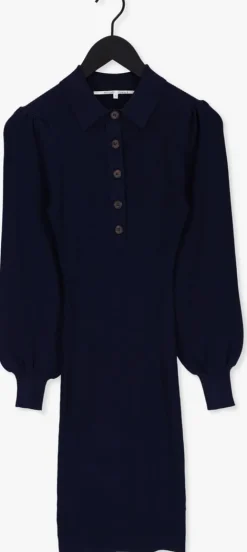donkerblauwe second female midi jurk lee knit dress