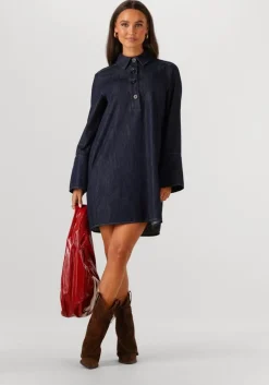 donkerblauwe second female mini jurk dera denim tunic dress