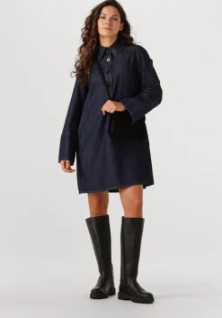 donkerblauwe second female mini jurk dera denim tunic dress