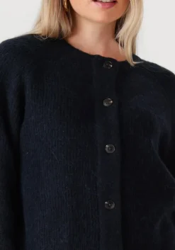 donkerblauwe selected femme vest slflulu ls knit short cardigan