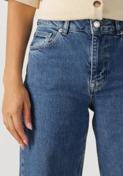 donkerblauwe selected femme wide jeans slfwide bea-kori mw jeans