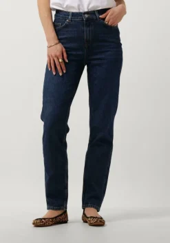 donkerblauwe selected femme slim fit jeans slfamy hw slim row blu jeans u