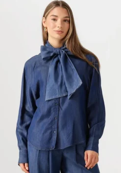 donkerblauwe selected femme blouses slfjanna ls relaxed chambray shirt