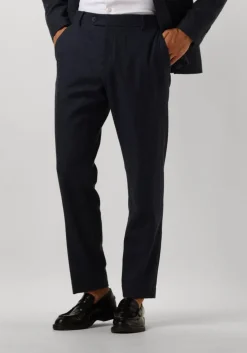 donkerblauwe selected homme pantalon slhslim-reed wool trs