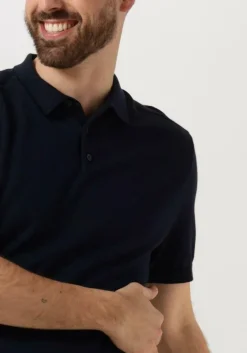 donkerblauwe selected homme polo slhberg ss knit polo noos