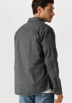 donkerblauwe selected homme casual overhemd slhreg-owen flannel mix shirt