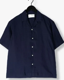 donkerblauwe selected homme casual overhemd slhregkylian ss shirt resort