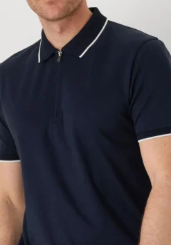 donkerblauwe selected homme polo slhfave sport zip ss polo noos