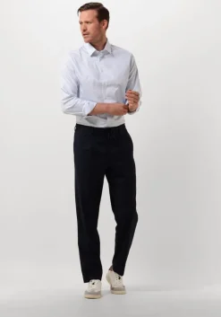 donkerblauwe selected homme pantalon slh190-reg tapered leroy pleat pant