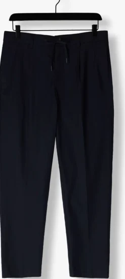 donkerblauwe selected homme pantalon slh190-reg tapered leroy pleat pant