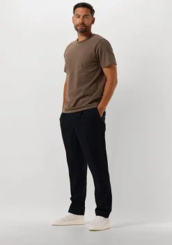 donkerblauwe selected homme pantalon slh190-reg tapered leroy pleat pant