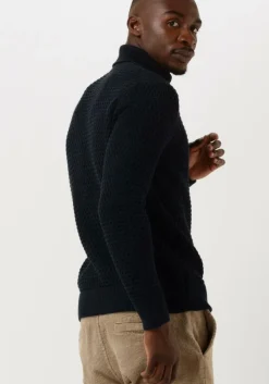 donkerblauwe selected homme coltrui remy ls knit all stu roll neck w camp