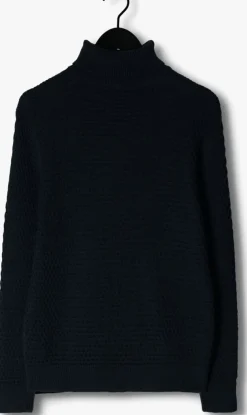 donkerblauwe selected homme coltrui remy ls knit all stu roll neck w camp