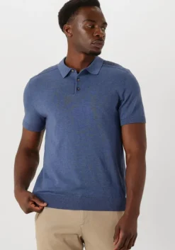 donkerblauwe selected homme polo slhberg ss knit polo noos