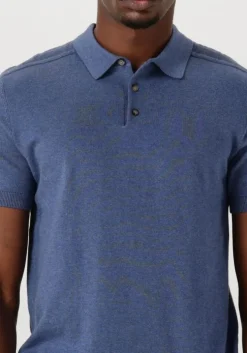 donkerblauwe selected homme polo slhberg ss knit polo noos