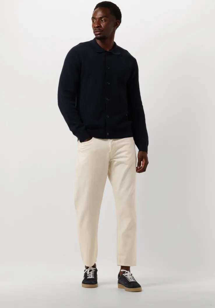 donkerblauwe selected homme vest slhmattis ls knit polo cardigan