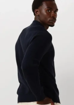 donkerblauwe selected homme vest slhmattis ls knit polo cardigan