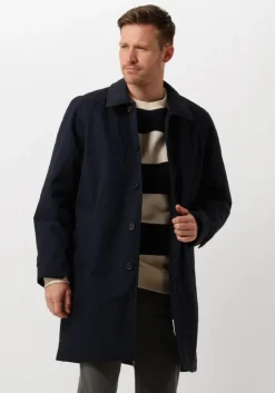 donkerblauwe selected homme parka's slhjones cotton mac coat