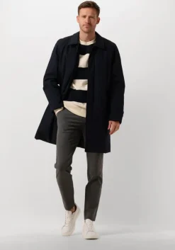 donkerblauwe selected homme parka's slhjones cotton mac coat