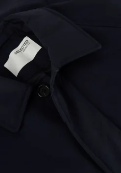 donkerblauwe selected homme parka's slhjones cotton mac coat