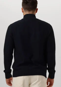 donkerblauwe selected homme trui slhaxel ls knit half zip