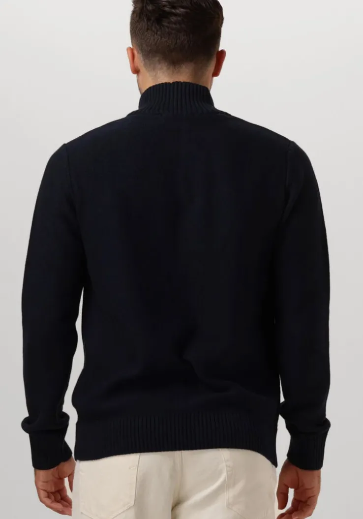donkerblauwe selected homme trui slhaxel ls knit half zip