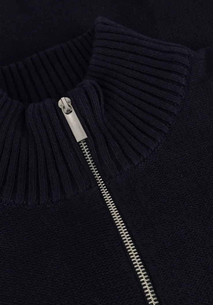 donkerblauwe selected homme trui slhaxel ls knit half zip