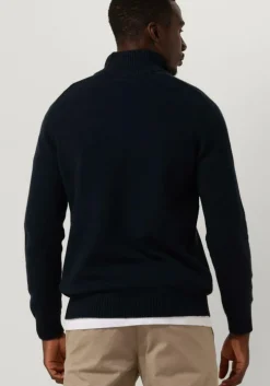 donkerblauwe selected homme trui slhreg dan wool-mix zip high neck ow