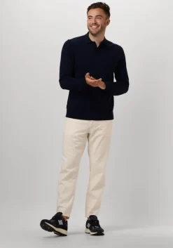 donkerblauwe selected homme trui slhtray ls knit merino polo