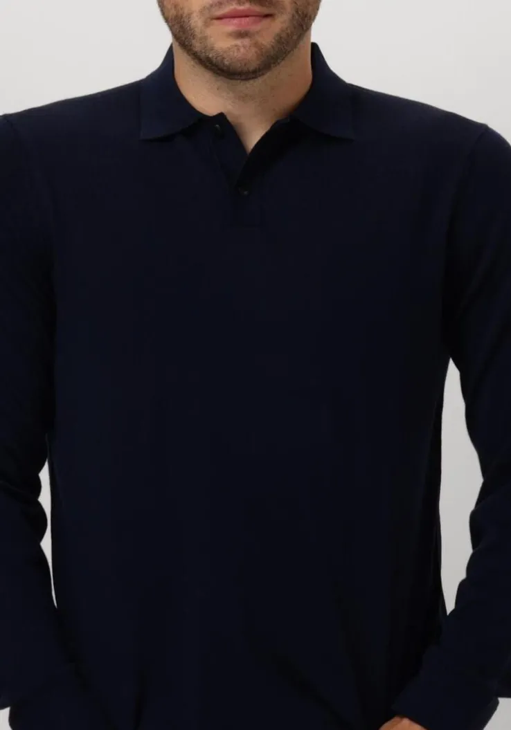 donkerblauwe selected homme trui slhtray ls knit merino polo