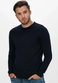 donkerblauwe selected homme trui slhberg crew neck noos