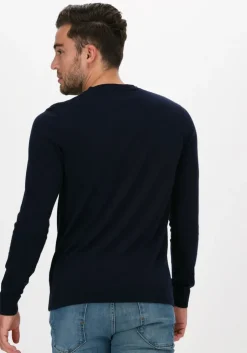 donkerblauwe selected homme trui slhberg crew neck noos