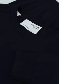donkerblauwe selected homme trui slhberg crew neck noos