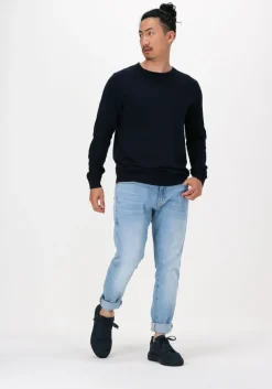 donkerblauwe selected homme trui slhberg crew neck noos