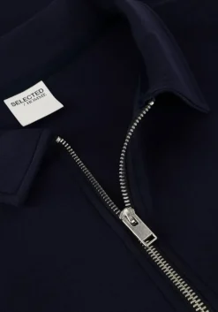 donkerblauwe selected homme vest slhemanuel soft full zip sweat noos
