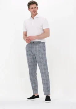 donkerblauwe selected homme pantalon slhslim-noah multi check trs