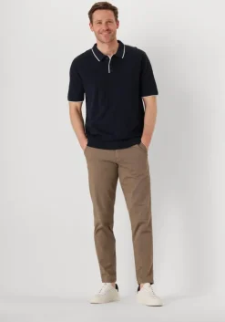 donkerblauwe selected homme polo slhfave sport zip ss polo noos