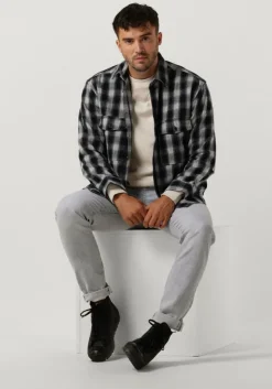 donkerblauwe selected homme overshirt slhloosemason-flannel overshirt w noos