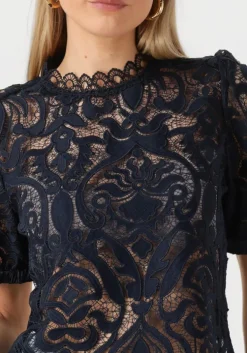 donkerblauwe summum top short sleeve top lace