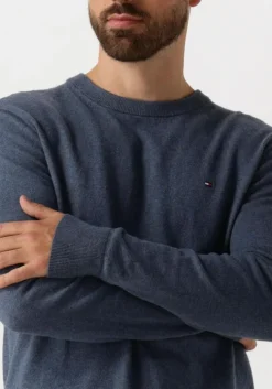 donkerblauwe tommy hilfiger trui pima org ctn cashmere crew neck