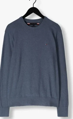 donkerblauwe tommy hilfiger trui pima org ctn cashmere crew neck