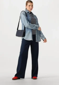 donkerblauwe tommy hilfiger t-shirt slim henley gb scoop-nk ls 1