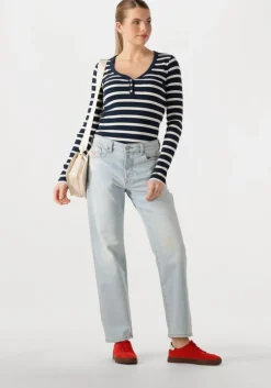 donkerblauwe tommy hilfiger top slim henley gb scoop-nk ls