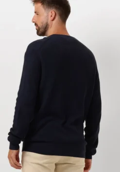 donkerblauwe tommy hilfiger trui structure crew nk